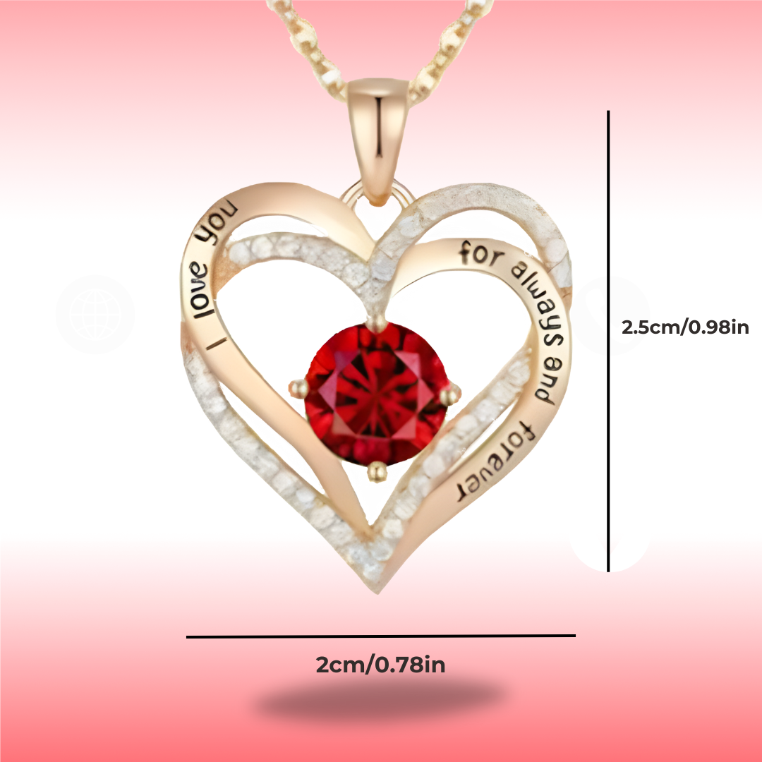 Luxury Red Zircon Pendant Necklaces with Rose Flower Gift Box