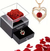 Luxury Red Zircon Pendant Necklaces with Rose Flower Gift Box